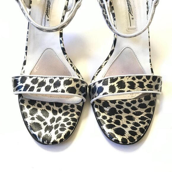 Brian Atwood Maculato Heels Pumps Sandals Womens 36 6 Black Silver Leopard Shoes - Picture 2 of 10